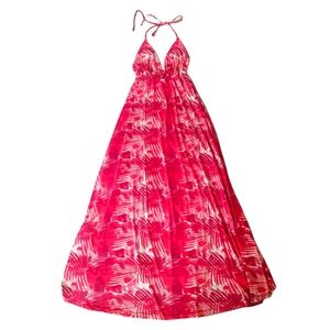 Vtg Rocawear Y2K Red Hawaiian Print Tropical Maxi Dress Resortwear Cruise Sz M